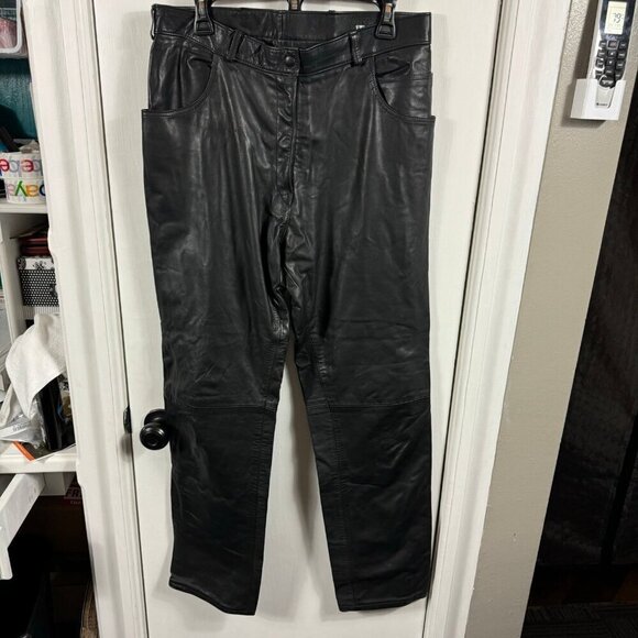 Vintage 80’s Reed Sportswear black leather pants motorcycle rock n’ roll - Picture 1 of 8